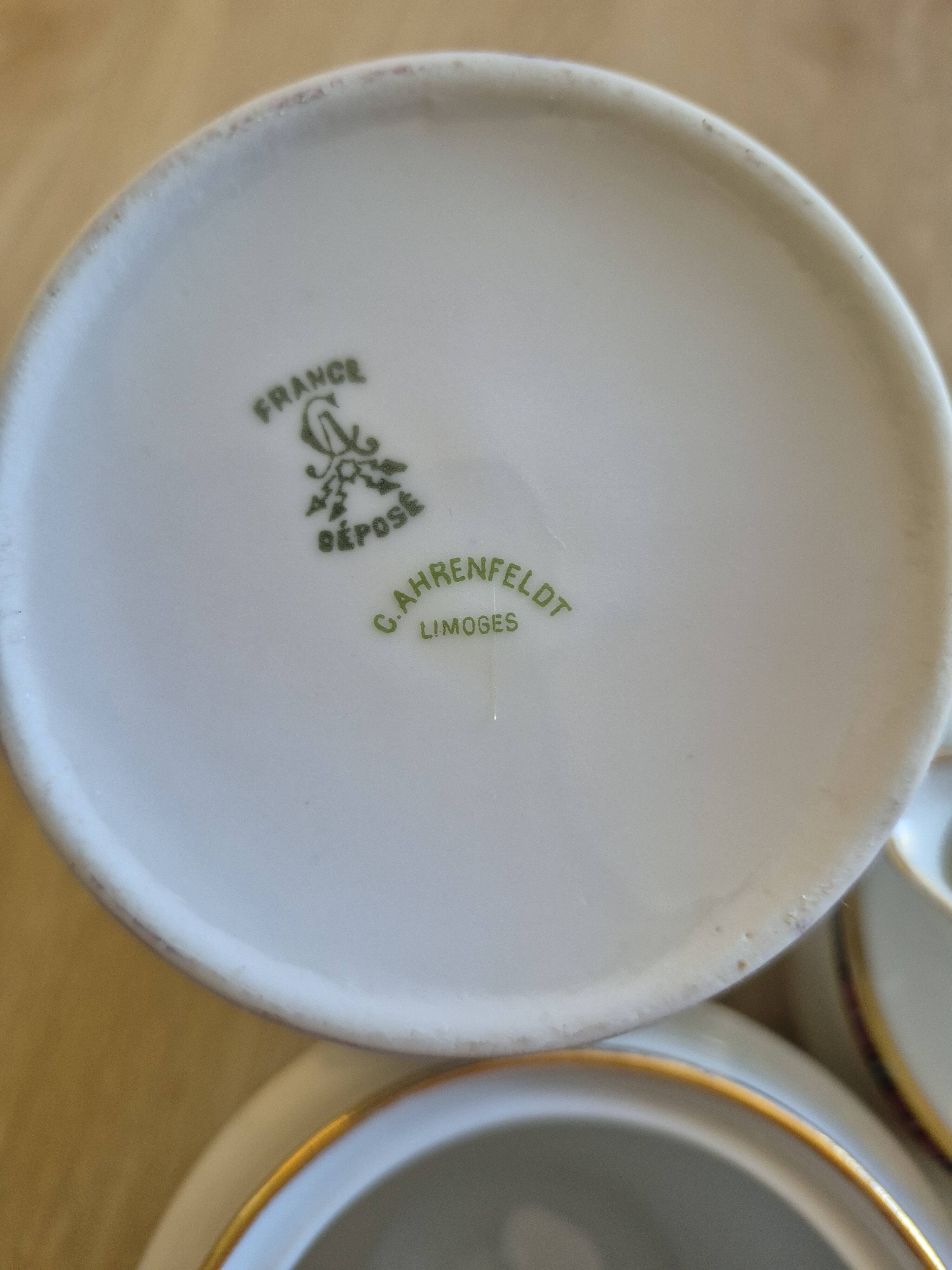 Limoges porcelain coffee service, vintage French.