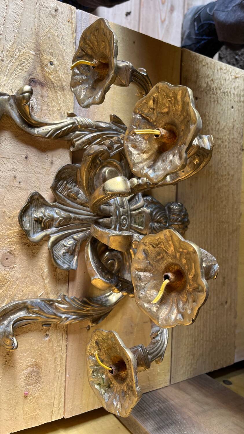 Pair of LXV style gilt bronze wall lights
