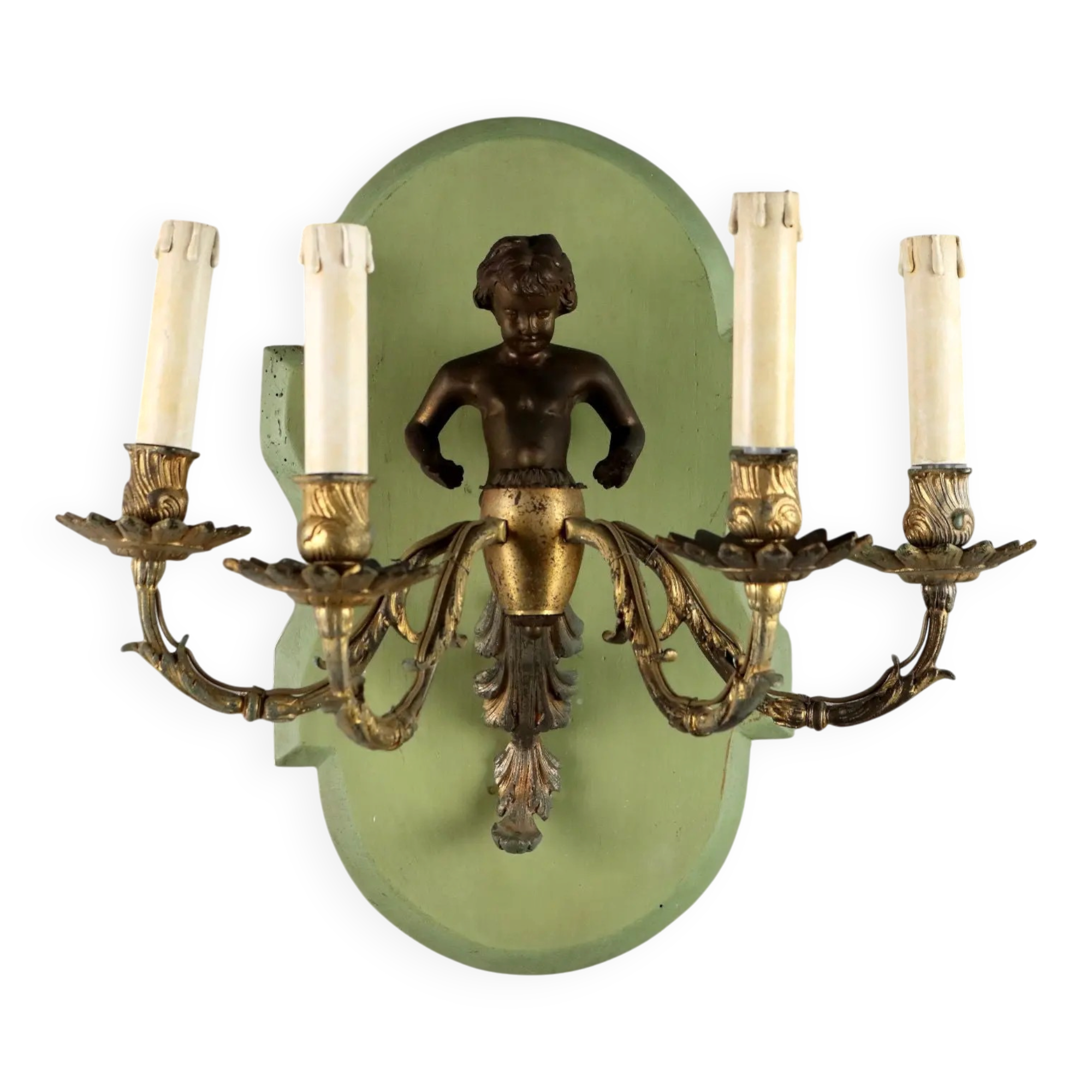 Antique wall light in gilded metal and bronze, Italy, 20th century