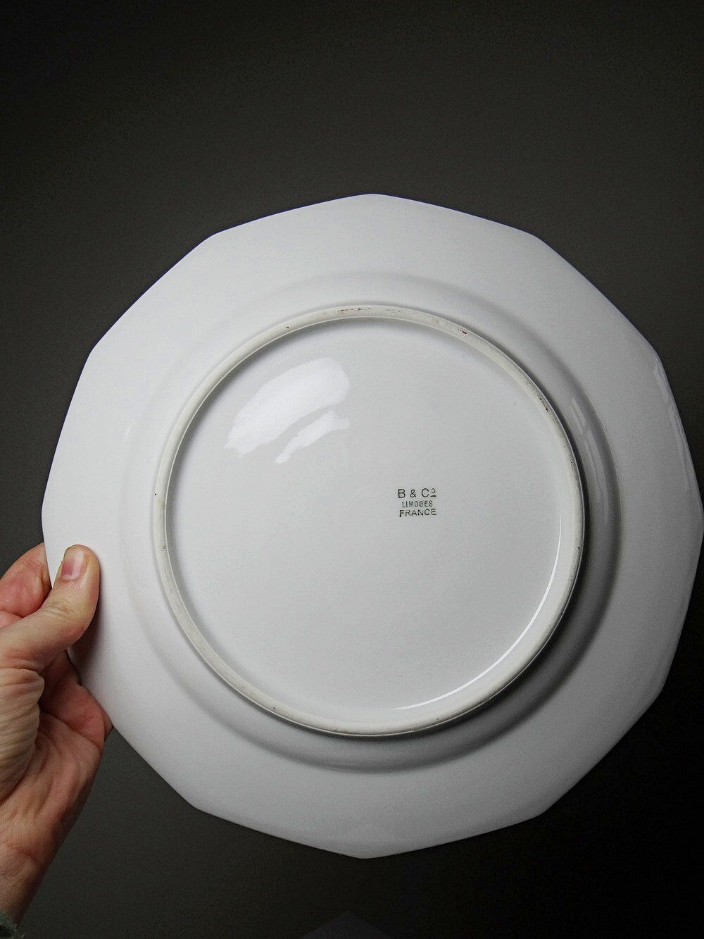 4 flat plates by Bernardaud, Limoges porcelain, floral decoration from the 1920s to 1950s.