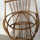 Wicker armchair rattan bamboo 60s large backrest