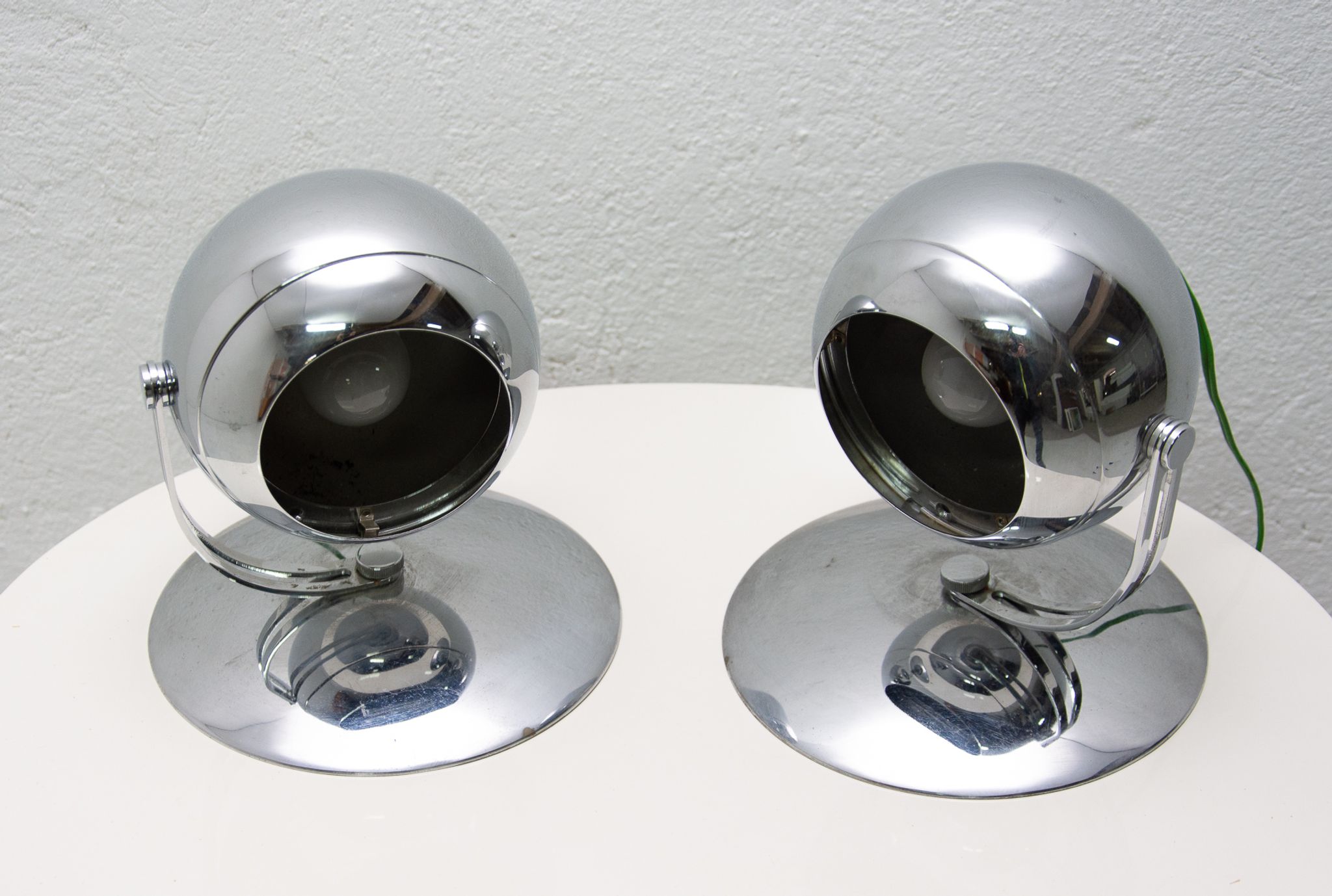 Pair of mid century space-age positioning desk lamps, 1960, Central Europe