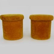 Pair of poufs, fur stools with storage inside, 1970s.