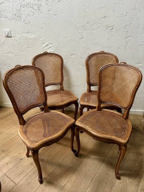 Set of 4 caned chairs