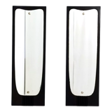 Pair of vintage ebonized wood wall mirrors, italy 1950