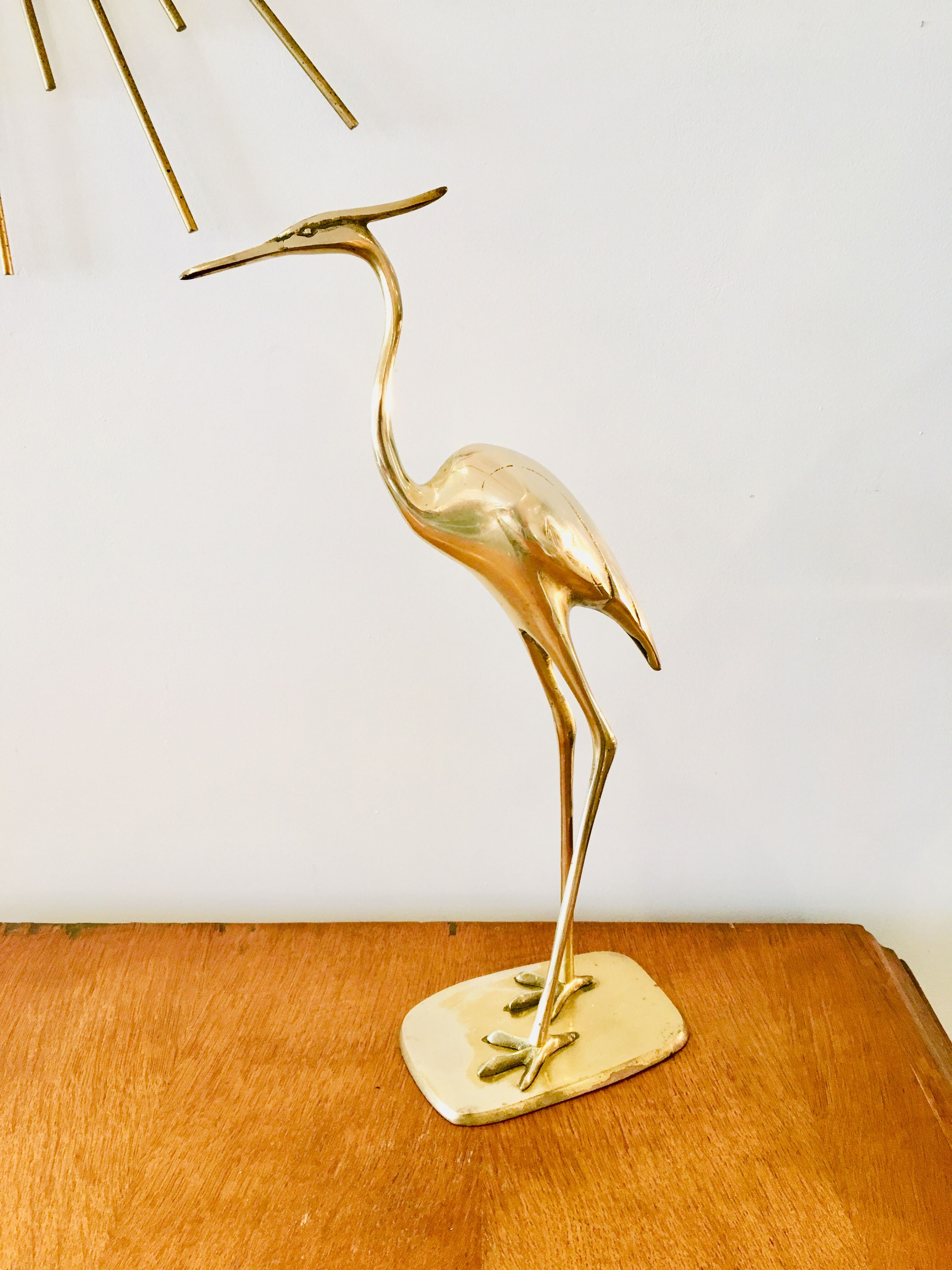 Vintage brass heron