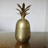 Large solid brass pineapple, 30cm, Hollywood Regency, 1970
