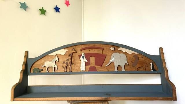 Vintage solid wood noah's ark shelf