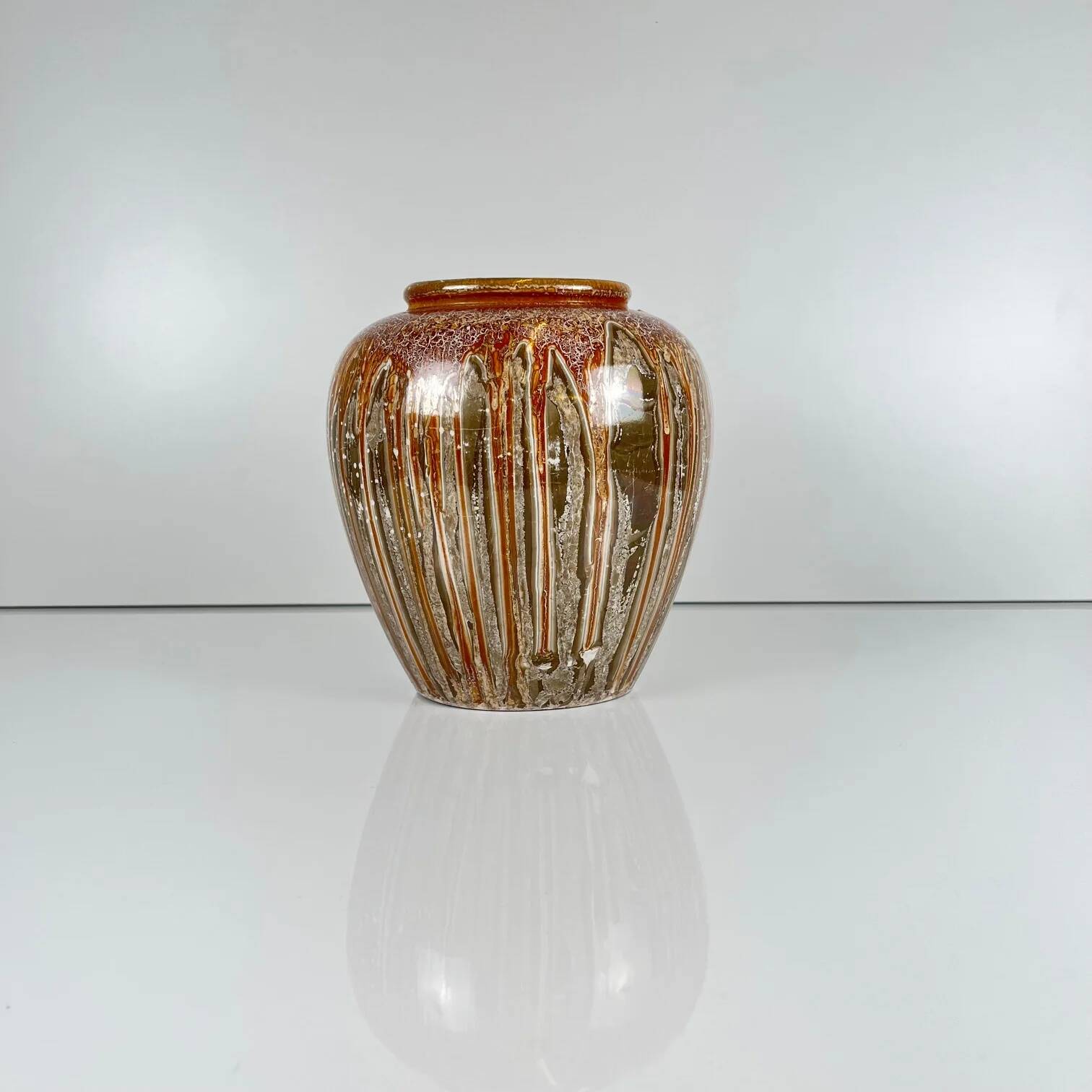 West German ceramic vase with stone-effect glaze, 1960/70 MCM