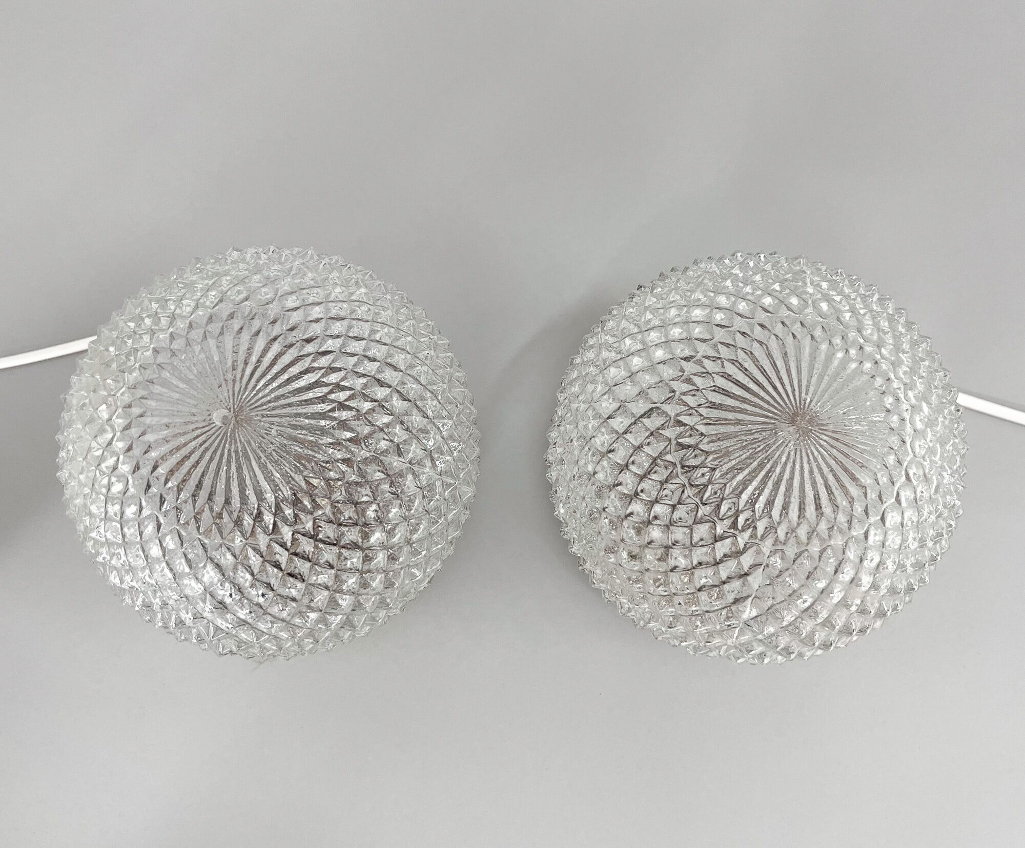 Pair of Midcentury Wood & Glass Table Lamps, 1970s