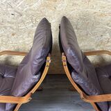 2x 60s 70s Easy Chair Leather Armchairs Westnofa Norway Mid Century