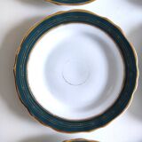 Set of 6 plates 19th green and gold edge