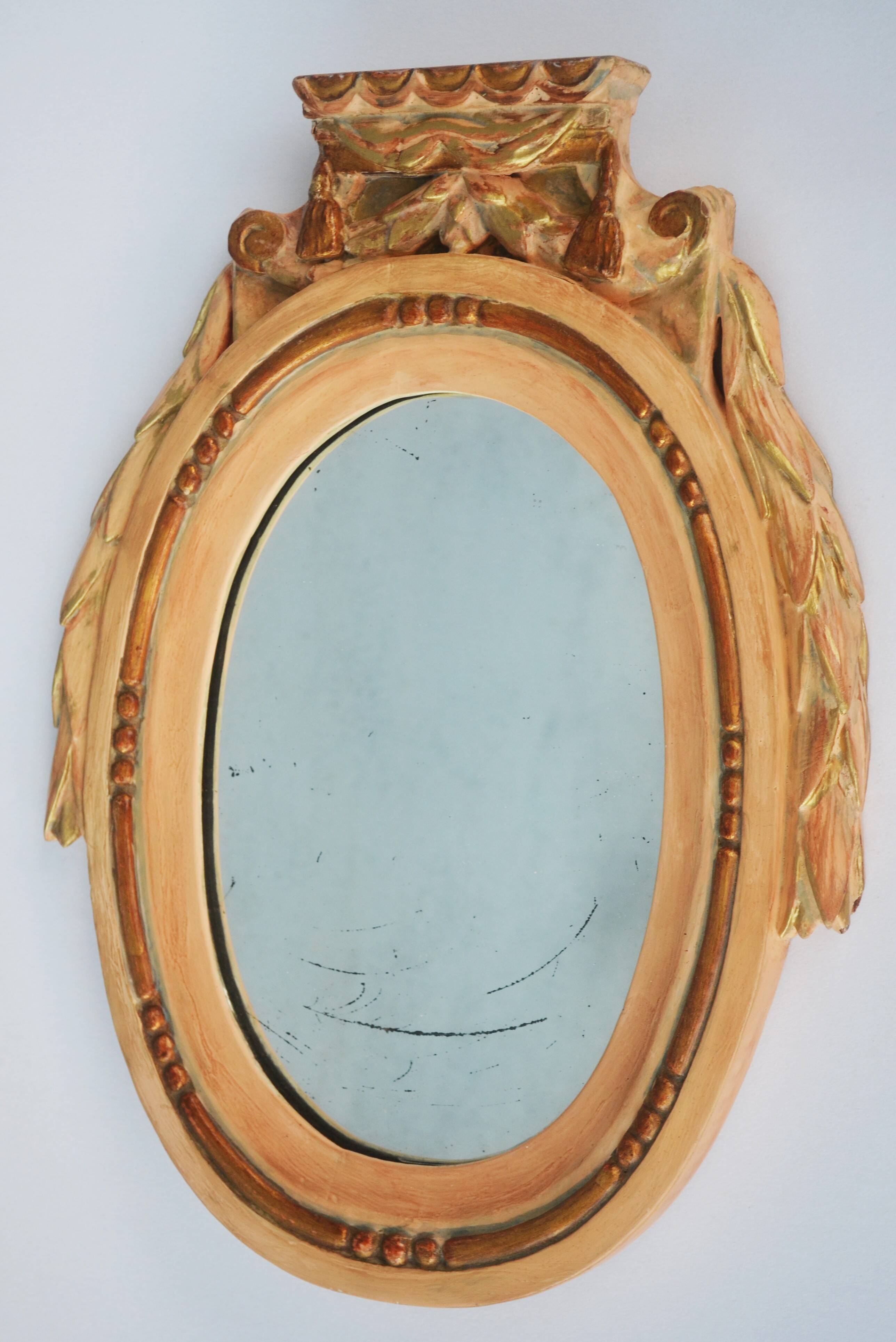 Antique Gilded Wood Mirror a Fronton Louis XVI Style