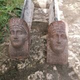 pair of andirons with sphinx heads
