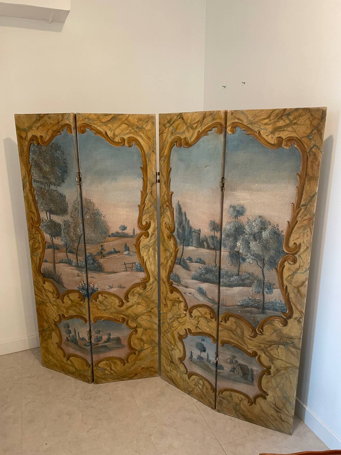 Louis XV style screen - hand painted