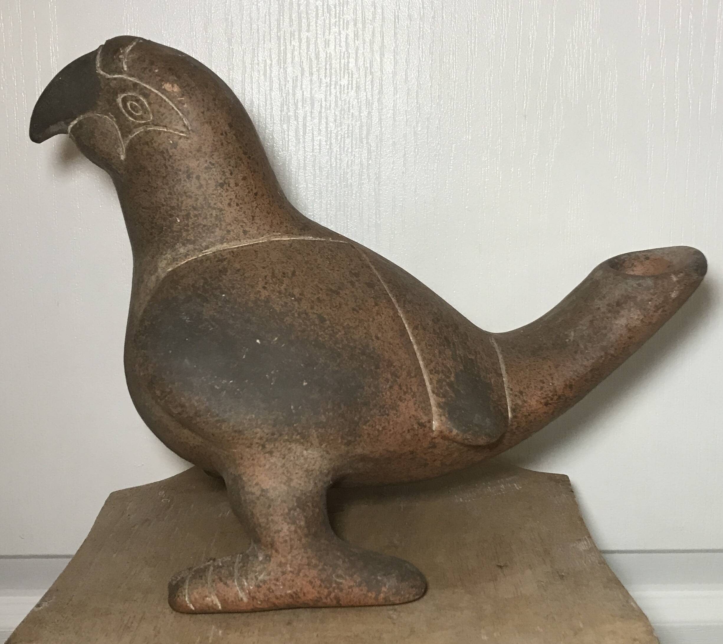 Vase zoomorph bird sculpture terracotta parrot, mexico, 70s