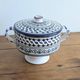 Vintage ceramic soup tureen from Tunisia – 1970s – Blue and t