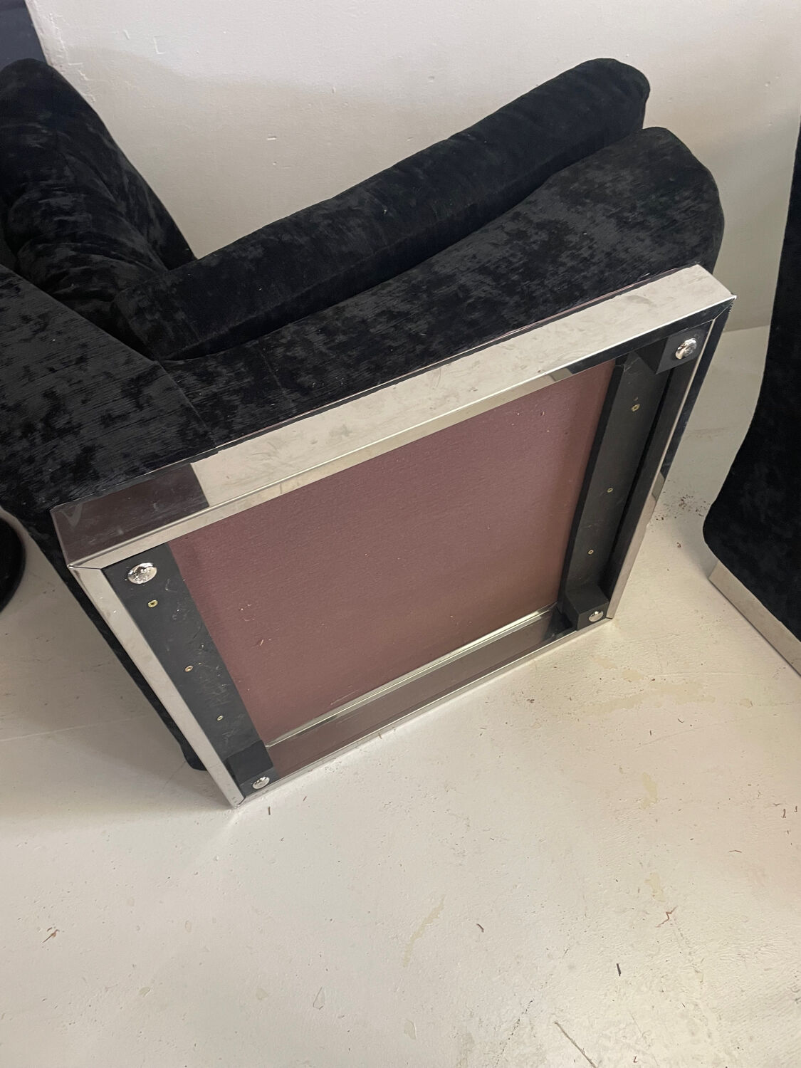 Modular sofa in black velvet 1970