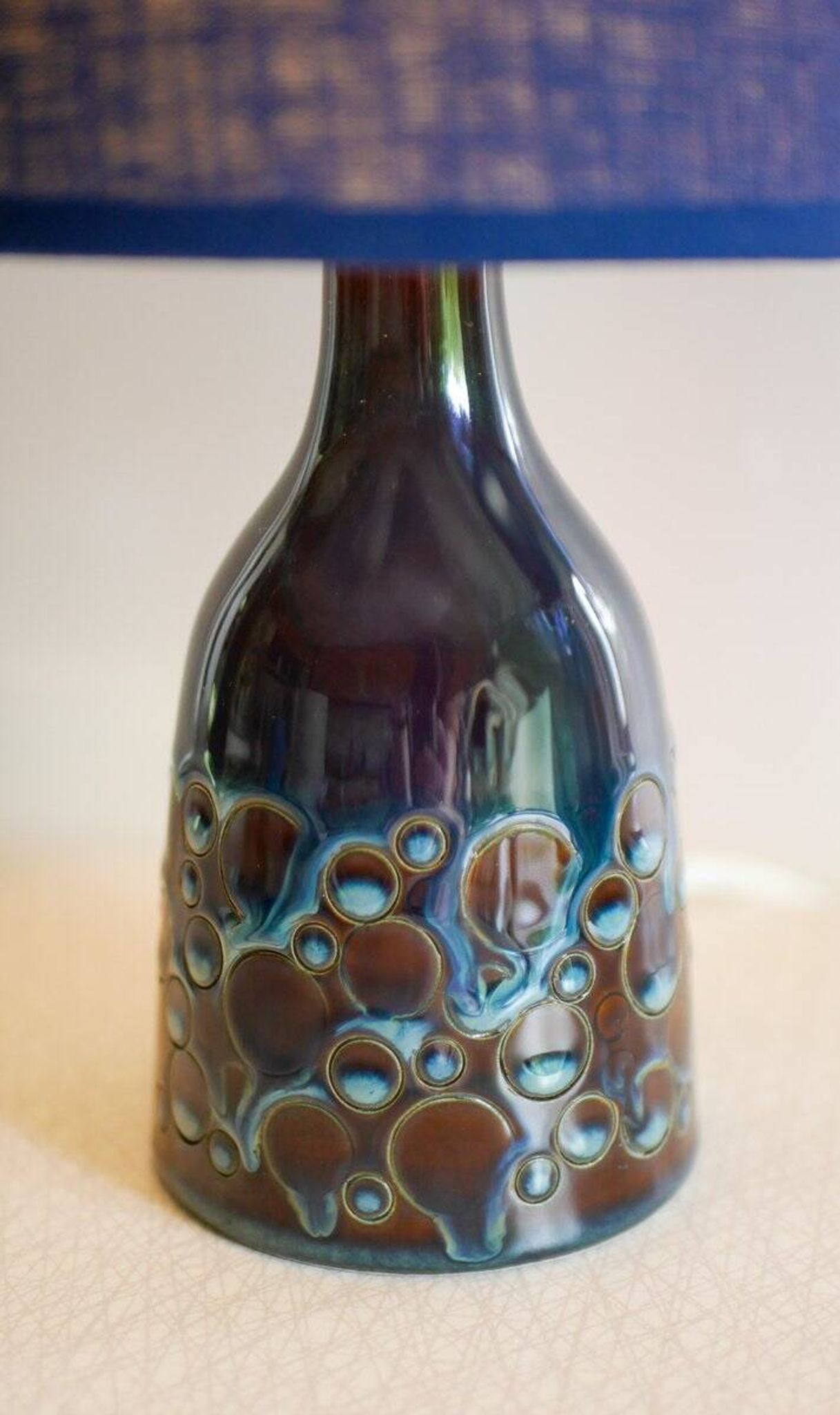 Mid-century modern pottery table lamp with candy glazing from Söholm, Denmark, 1960s