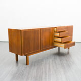 Vintage walnut wood row, restored, 220cm