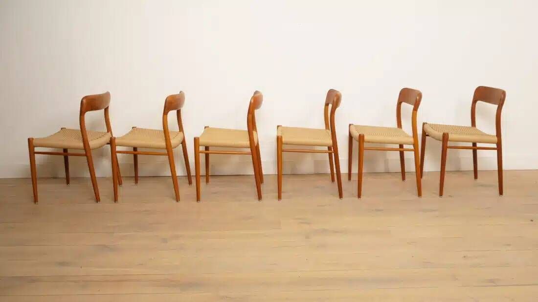 6 x vintage dining chairs | Niels Otto Møller | Model 75