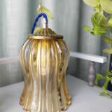 Duo tulip lamps golden fluted glass