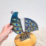Peacock blue vase in laminated glass