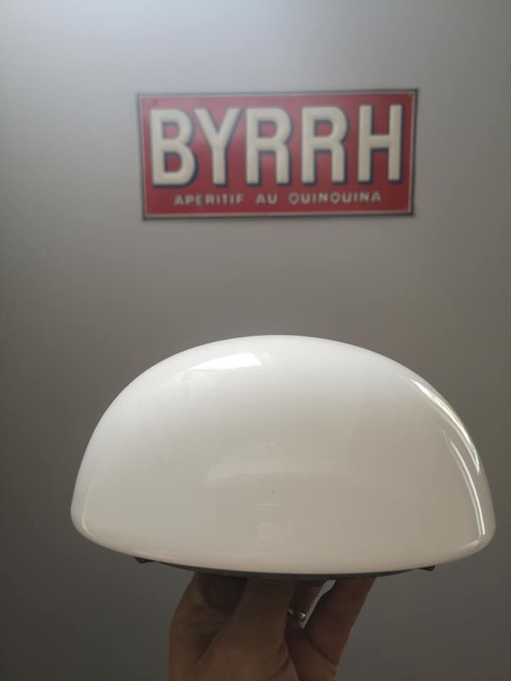 Lampshade old ceiling lamp half globe ball opaline white industrial vintage TBE Ø 20.5 cm