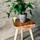 Table tripode bois design Brutaliste