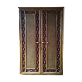 Wardrobe in rattan, caning and velvet