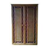 Wardrobe in rattan, caning and velvet