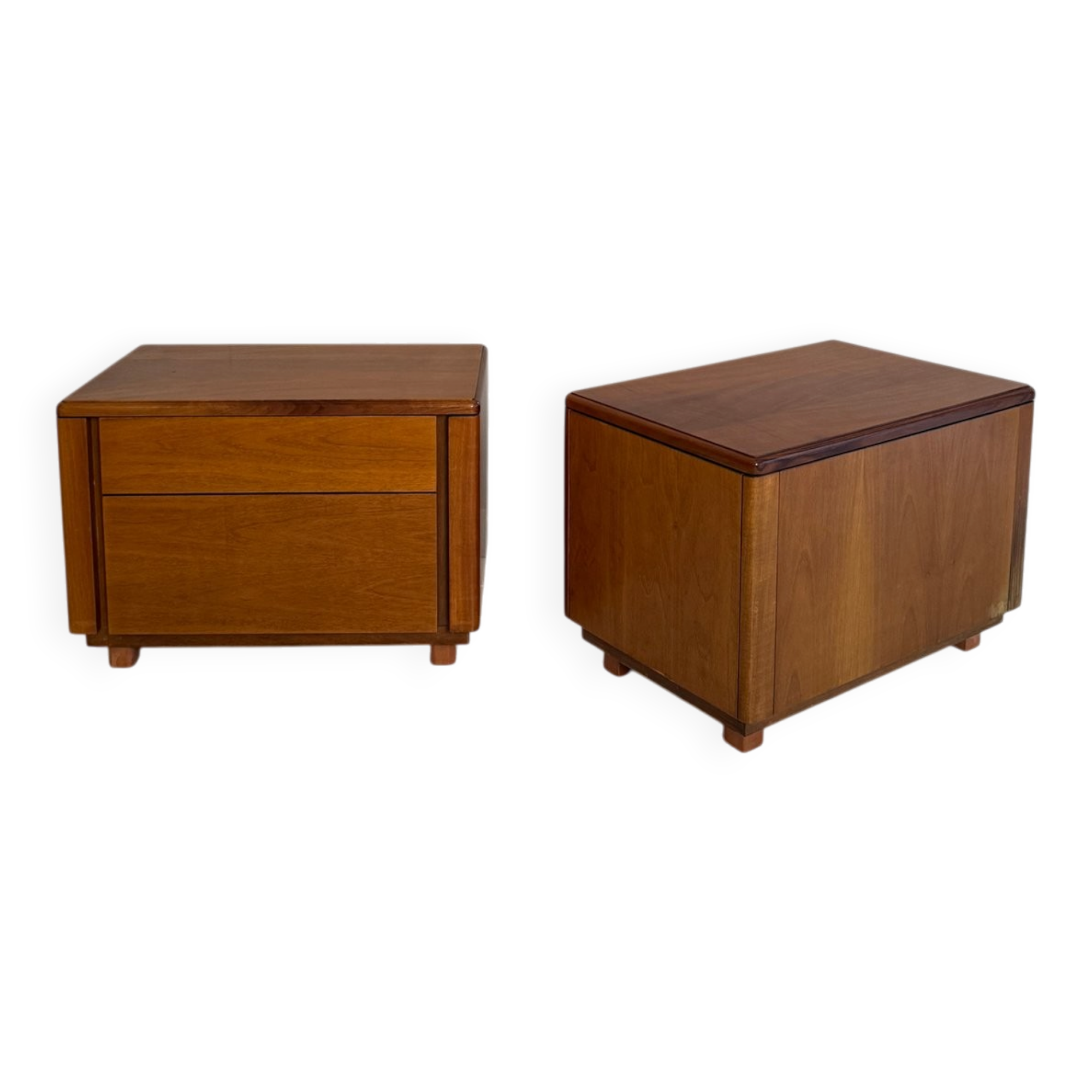 Mid-Century Italian Walnut Bedside Tables with Drawers, 1960s, Set of 2