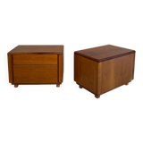 Mid-Century Italian Walnut Bedside Tables with Drawers, 1960s, Set of 2