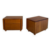 Mid-Century Italian Walnut Bedside Tables with Drawers, 1960s, Set of 2