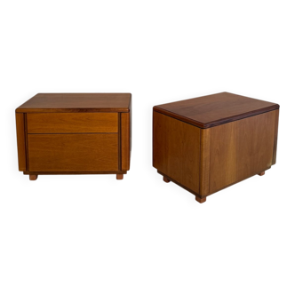 Mid-Century Italian Walnut Bedside Tables with Drawers, 1960s, Set of 2