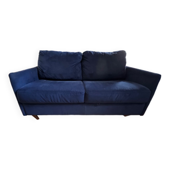 Blue 2-seater convertible sofa