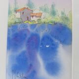 Watercolor landscape of provence