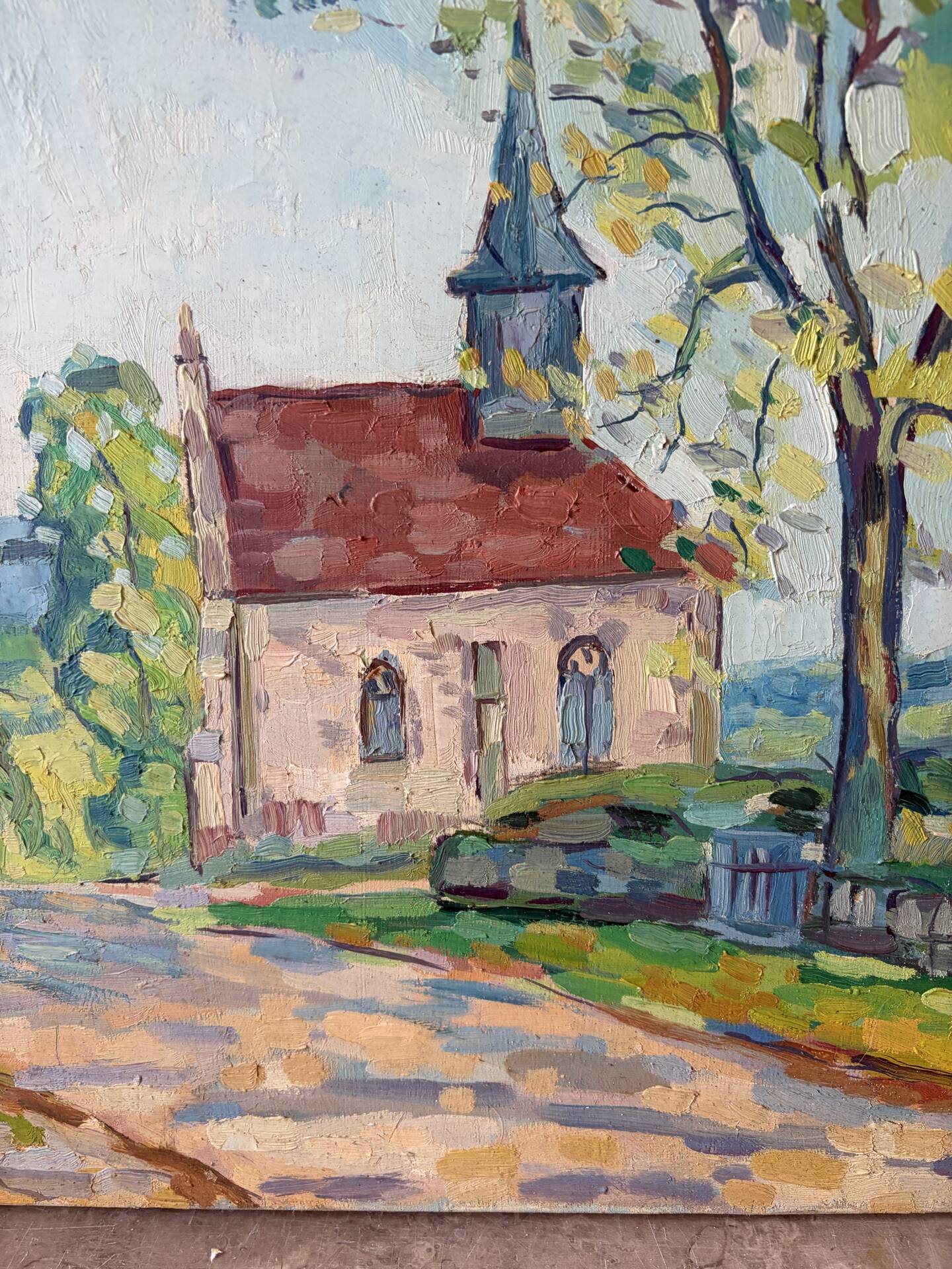 View of the church of La Clayette, signed François Sauvageot 1947