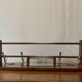 Old large Art Deco wooden coat rack with mirror
