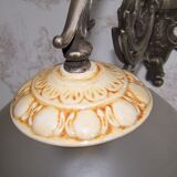 Applique murale de style baroque français en métal argenté et porcelaine abat-jour en verre 4169