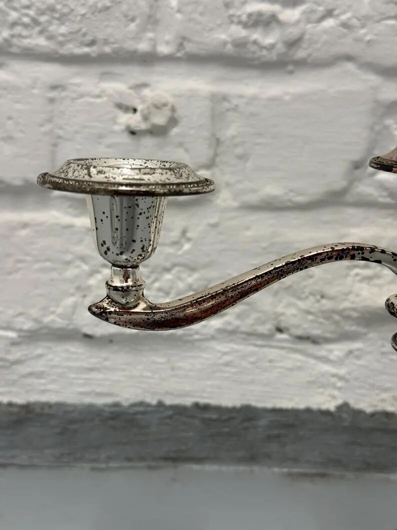 Bougeoir vintage argenté à 3 bras
