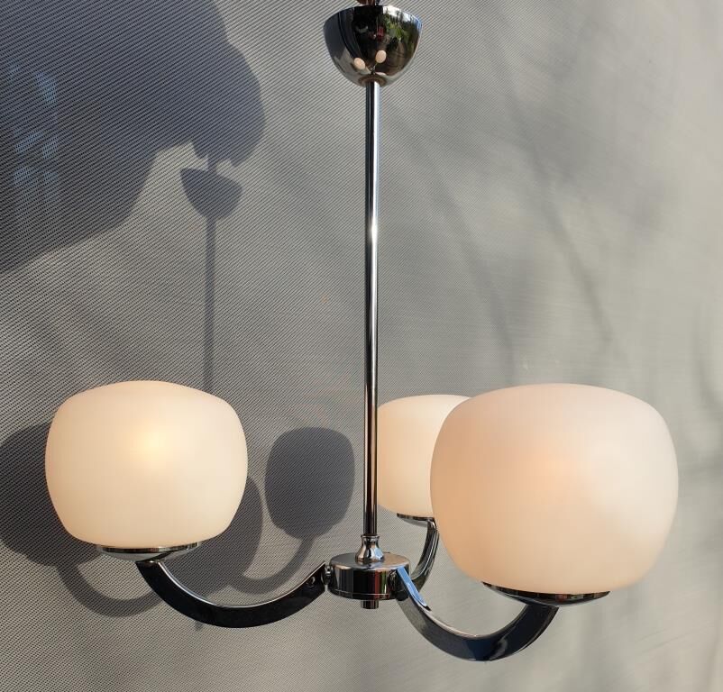 Sputnik 1970 triplet globes opal glass