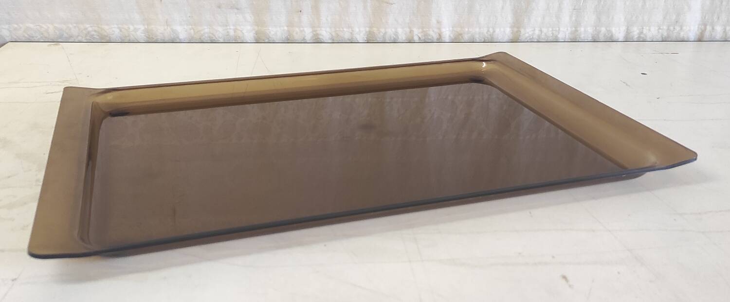 Serving tray in smoked plexiglass - 1970s