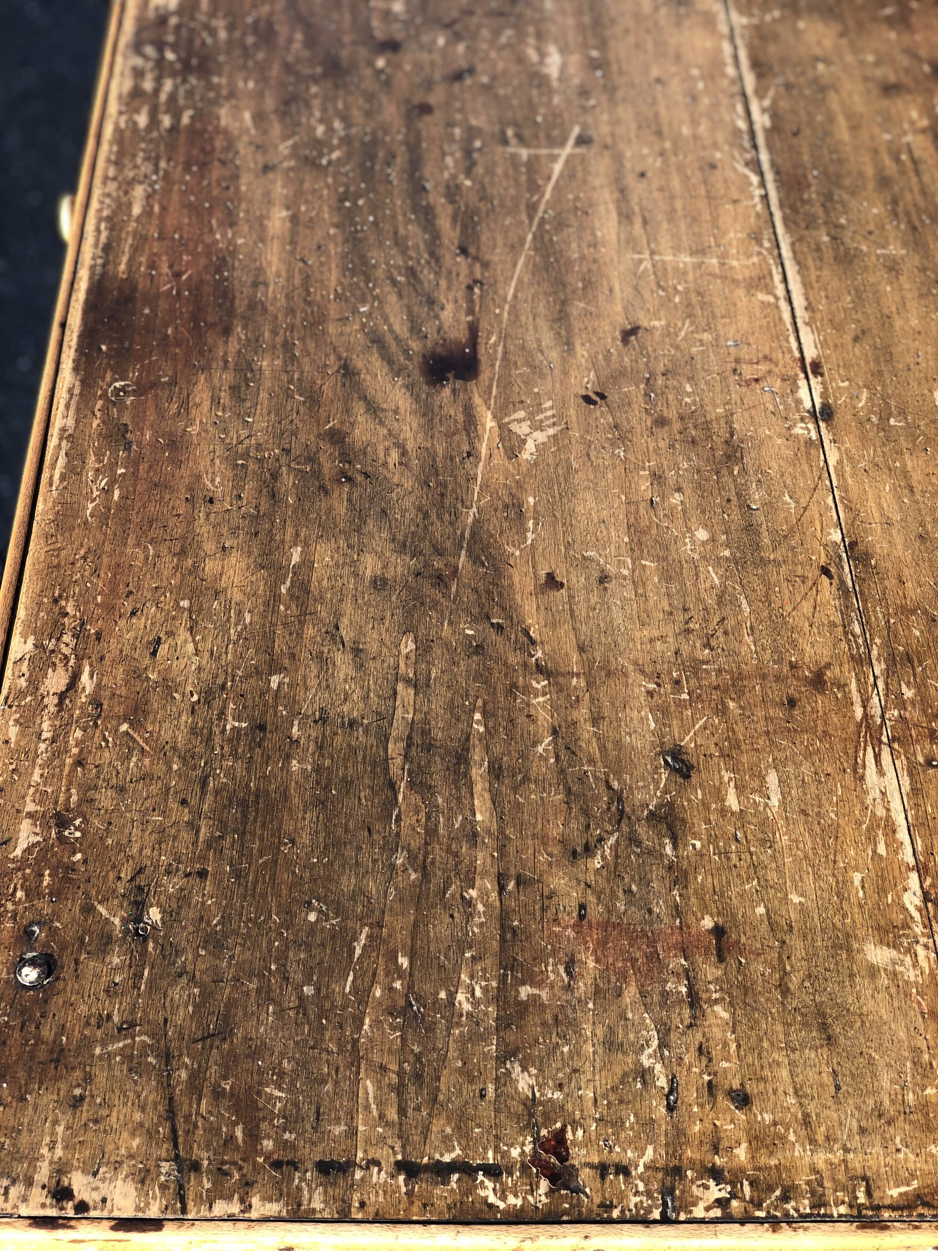 Old wooden farm or workshop table