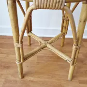 Vintage rattan stool in bohemian retro style - 1950s/1960s