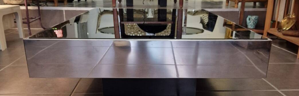 Rectangular mirrored coffee table Cidue 1970