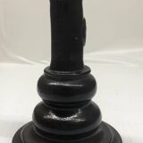 Bougeoir en céramique noire vintage signé AP