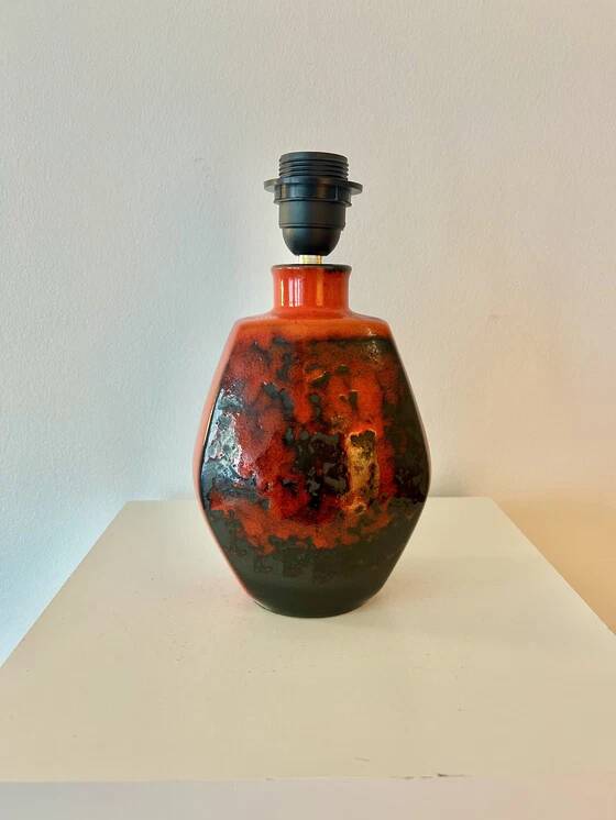 Lampe de table sans fil - convient pour le balcon ou la terrasse - fabriquée à partir d'un vase en céramique vintage de S. P. Gerz.