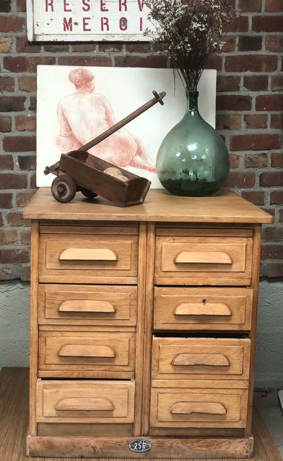 Ancien meuble de métiers chêne