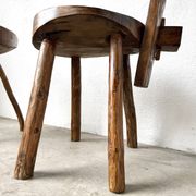 Trio de chaises d'alpage en pin massif, France, années 1950